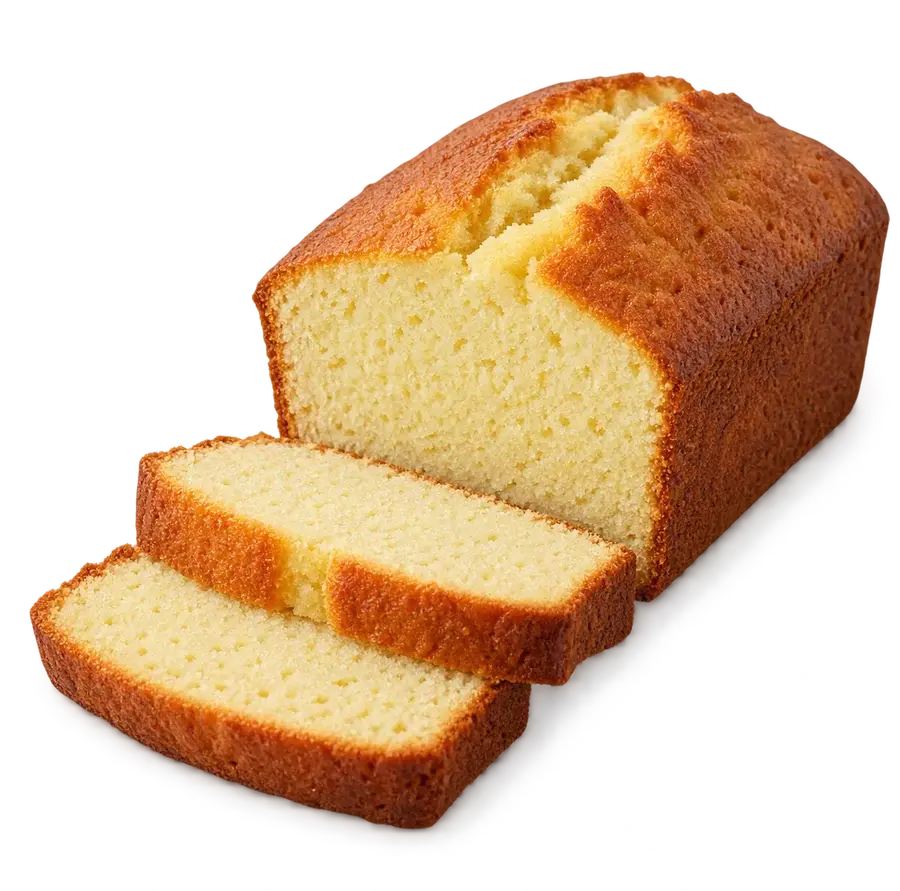 Bolo simples dourado com fatias à frente
