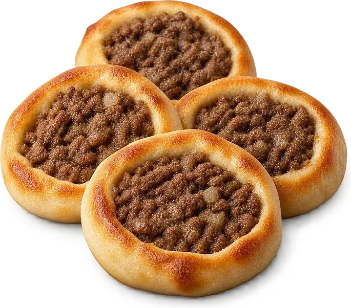 Quatro esfihas abertas de carne
